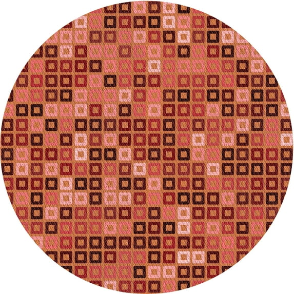 Ahgly Company Machine Washable Indoor Round Transitional Bright Orange Area Rugs, 4' Round