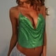 thumbnail image 3 of Túnica camisetas sin mangas para las mujeres de impresión para mujer Ropa sexy Rebordear Ajustable Sin mangas Sin espalda Crop Top Club Vintage Tank Tops (Green, M), 3 of 4