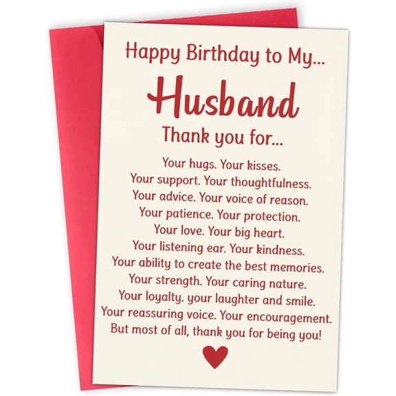 Romantic Birthday Card for Husband, Unique Gift Card from Wife, Thank You Bday Cards, Happy Birthday To My Husband