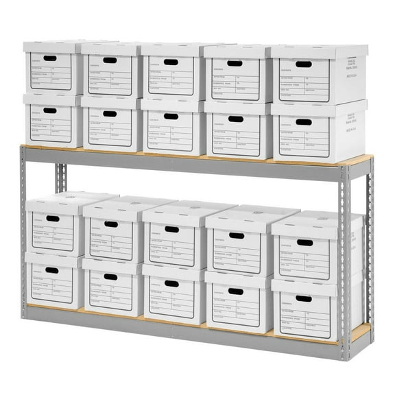Global Industrial Record Storage With Boxes 72""W x 15""D x 36""H - Gray