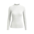 thumbnail image 5 of VSSSJ Women's Mock Turtleneck Knit Shirts Long Sleeve Ribbed Lightweight Pullover Sweater Casual Stretch Knitted Base Layer Tops White Free Size, 5 of 5