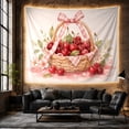 thumbnail image 6 of Pink Ribbon and Cherry Illustration Tapestry, 6 of 7