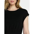 thumbnail image 4 of Time and Tru Women’s Cotton Knit Midi Dress with Dolman Sleeves, Sizes XS-XXXL, 4 of 5