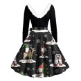 thumbnail image 3 of Vestidos de Navidad Para Mujer, Vestido de Columpio, Manga Larga, Estampado Navideño, Patchwork, Peludo, Cuello en V, Vestido Retro Con Espalda Descubierta Odeerbi ODB200379, 3 of 3