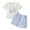White, variant on Boys Birthday 2 Piece Outfits Boy Embroidered Short Sleeve Cotton Tee and Gingham Plaid Elastic Waist Shorts, Kids Summer Casual Outfit for Daily Travel Party Wear(White,12-18 Months)