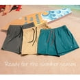 thumbnail image 3 of BRISIRA Bañador para hombre, pantalones cortos de playa de secado rápido, entrepierna de 5 pulgadas, con forro de compresión y bolsillo con cremallera, color gris, 3 of 5