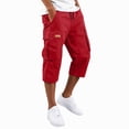 thumbnail image 2 of Domuza Men's Cargo Shorts 3/4 Relaxed Fit Below Knee Work Shorts Drawstring Elastic Waist Hiking Shorts with Pockets Wine XL, 2 of 7