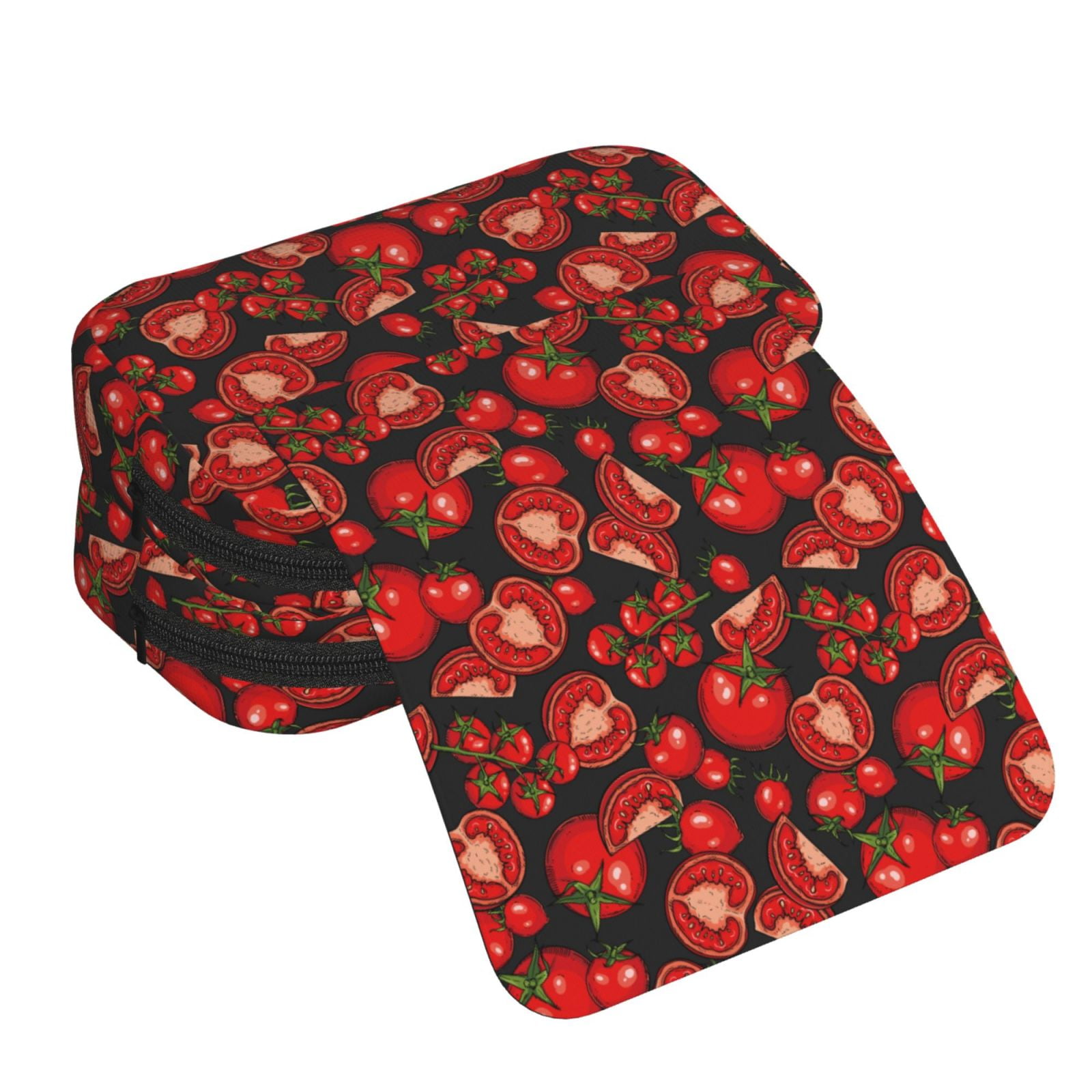 Rateoe Tomato Pattern Double Clamshell Pen Case, Storage Organizer with Two Zipper Compartments– Holds Up to 50 Pencils & Pens