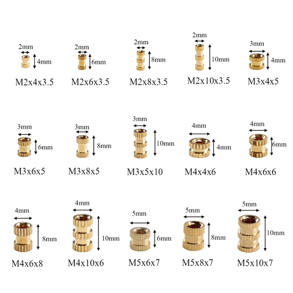 Geemin 330pcs/set Versatile Brass Threaded Inserts Assorted Sizes for Multiple Uses