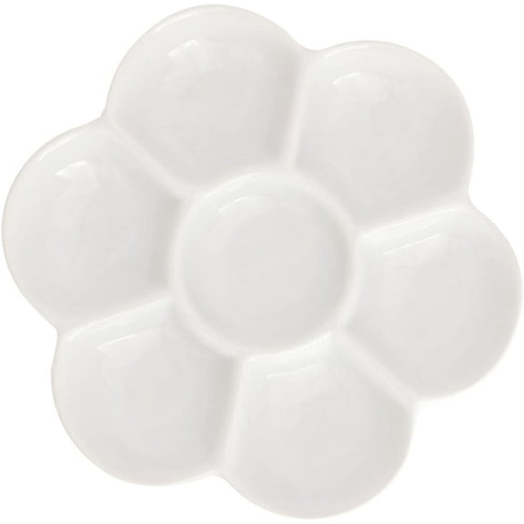 Jack Richeson 7 Well Flower Porcelain Mixing Palette for Ink, Dyes, Watercolor and Gouache