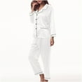 thumbnail image 5 of IROINNID Sleepwear Sets for Women Silk Homewear Button Down Tops and Pants with Pocket Smooth Pajamas Loungewear Two-Pieces Sets,White, 5 of 6