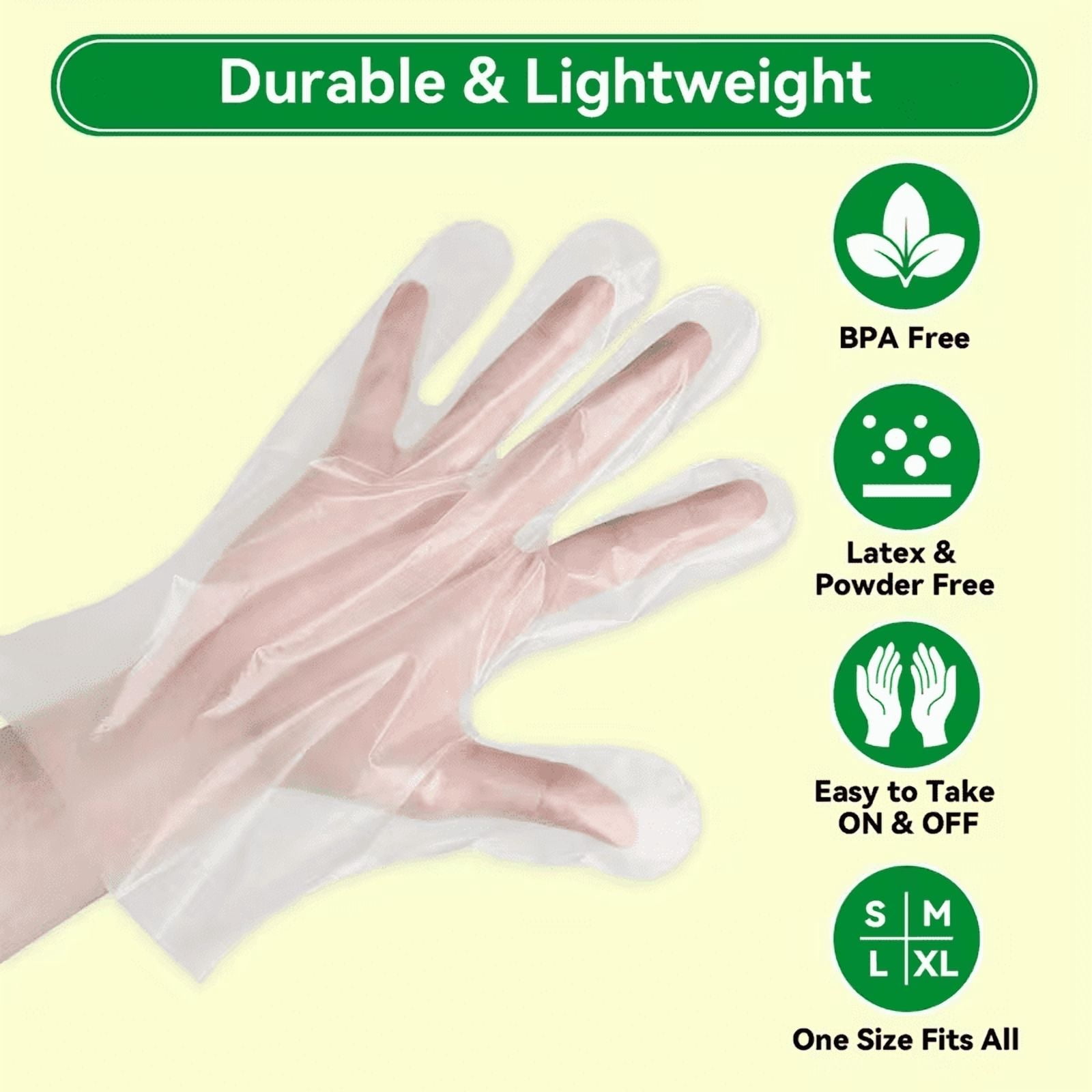 600Pcs Food Prep Gloves Disposable, Clear Plastic Gloves Food Grade Waterproof, Oil-Resistant, Ambidextrous, Safe for Kitchen Cooking, Food Handling(L Size)
