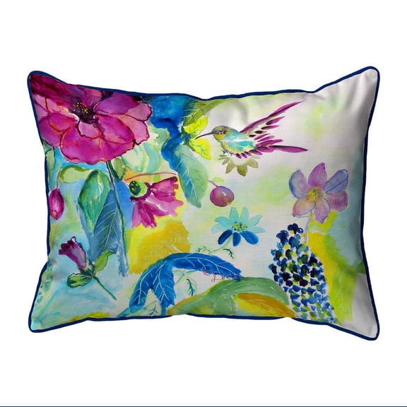 Betsy Drake Interiors Hummingbird & Garden Extra Large Zippered Pillow 20x24