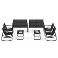 thumbnail image 1 of Gymax 8 PCS Rocking Bistro Set Patio Furniture Set w/ Loveseat Rocking Chairs & Coffee Table, 1 of 10