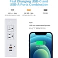 thumbnail image 2 of Recessed Power Strip with 20W USB C Port, Fast Charging USB A Port Desk Outlet, Furniture Hidden Charging Station for Side Table, End Table, with 6FT 45 Degree Flat Plug Extension Cord,White, 2 of 7