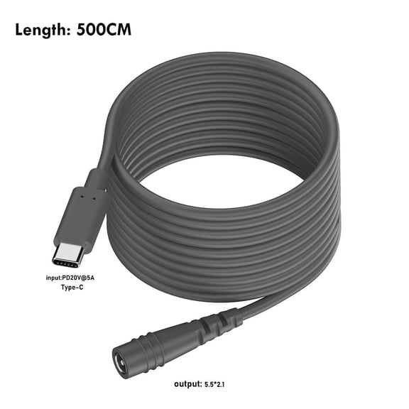 USB Type-C to Power Adapter Cable for Portable Device Charging, 20V 100W Waterproof Cable with Power Conversion Chip, Multiple Length Options