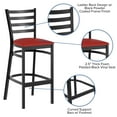 thumbnail image 4 of Flash Furniture Black Ladder Back Metal Restaurant Barstool - Red Vinyl Seat, 4 of 10