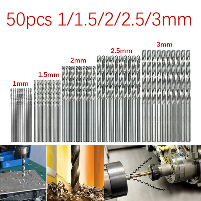 Summer Savings Qaailabf 50Pcs Titanium Coated High Speed Steel Drill Bit Set Tool 1/1.5/2/2.5/3mm