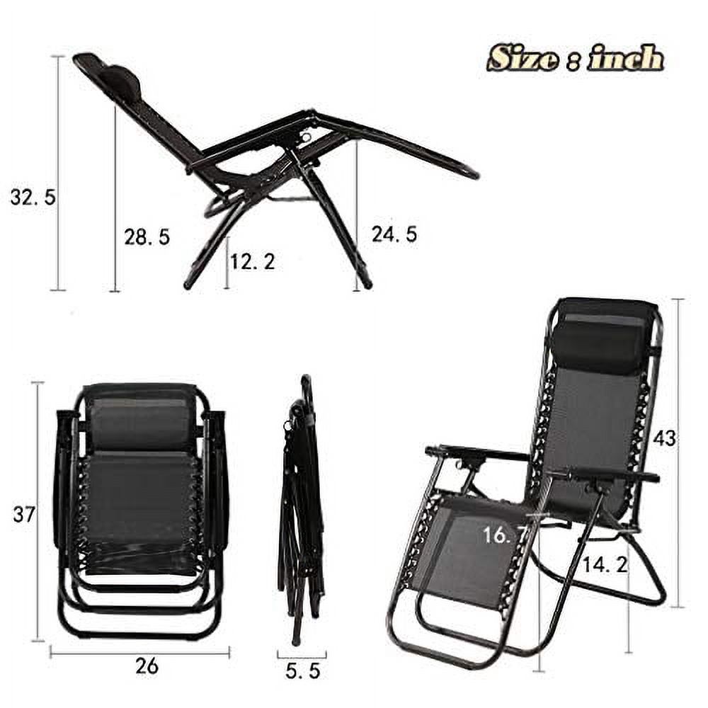 FDW 2 Pack Metal Zero-Gravity Chair - Black and Gray - image 5 of 11