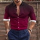 thumbnail image 1 of Blusa y camisa de manga larga con cuello vuelto para hombre, estilo casual, a la moda, con botones estampados, blusa de manga larga con cuello vuelto, camisetas de poliéster para hombre, 1 of 5