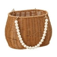 thumbnail image 1 of Imitation Wicker Basket Multipurpose Flower Basket with Artificial Pearl Handle 20x14x15cm, 1 of 9