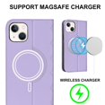 thumbnail image 2 of Funda antirrobo con cierre magnético para iPhone 13 Mini, compatible con carga magnética, piel sintética y TPU, diseño tipo cartera, ranuras para tarjetas, 2 of 5