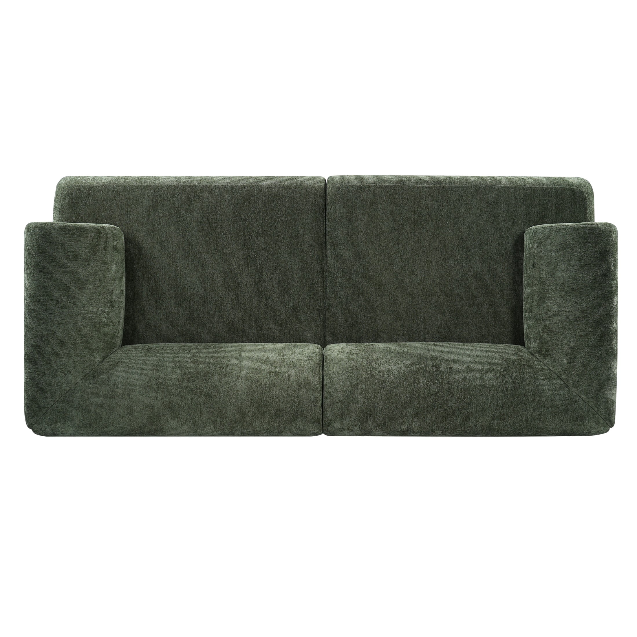 Christopher Knight Home 83" Minimalist Upholstered Sofa, 3-Seat Modular Couch with Round Arms, Green