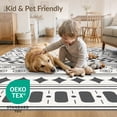 thumbnail image 4 of ODIKA 6'x9' Black White Geometric Banded Washable Area Rug Multi-Row Striped Motif with Concentric Circles for Dining Room, Under Table, Office Décor, Non-Slip Chair-Friendly, 4 of 7