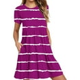 thumbnail image 1 of Hyknon Robes pour Femmes Mode Été Décontracté Manches Courtes Robe T-Shirt à Étages Mini Robes avec Poches Décontracté Doux Fluide Ample Robes, 1 of 5