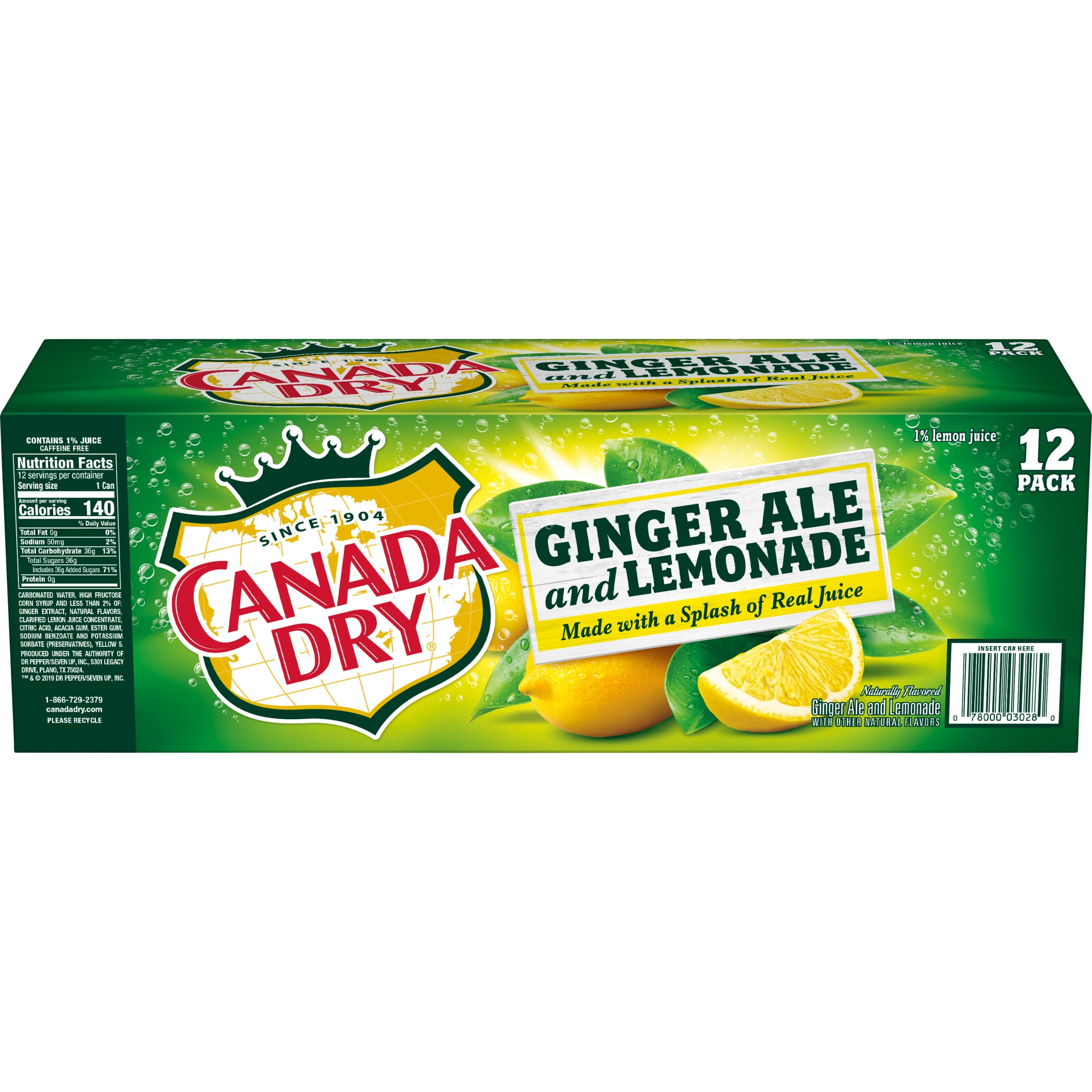 Canada Dry Ginger Ale and Lemonade Soda Pop, 12 fl oz, 12 Pack Cans