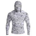 thumbnail image 2 of Men's Tropical Palm Tree Print Fishing Hoodie, Long Sleeve UPF 50+ Sun Protection Shirt with Built-in Face Mask and Thumbholes Green XL, 2 of 9