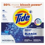Tide Plus Bleach Powder Laundry Detergent, Original, 89 Loads, 144 oz