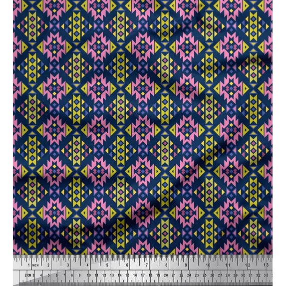 Soimoi Cotton Cambric Fabric Aztec Geometric Fabric Prints by Yard 42 Inch Wide