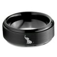 thumbnail image 2 of Tungsten Elephant Sitting Trumpeting Band Ring 8mm Men Women Comfort Fit Black Step Bevel Edge Brushed Polished, 2 of 4