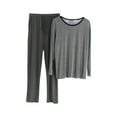 thumbnail image 2 of Fengqque Mens Round Neck Pajama Set Pjs Sleepwear Lightweight Long Sleeve Pants Pjs Soft Comfy Sleep Set Dark Gray XXXL(XXXL), 2 of 3