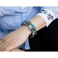 thumbnail image 2 of Falari Vintage Flower Bracelet Bangle Crystal Beads Hand-Painted Antique Gold - Blue, 2 of 4