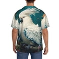 thumbnail image 3 of Rateoe Tropical Parrot Floral Artwork Pattern Men's Short Sleeve Classic Shirt, Casual Short-Sleeved Shirt, Lightweight Summer Shirt, Cuban Collar Shirt,Button-Front Shirt-Large, 3 of 5