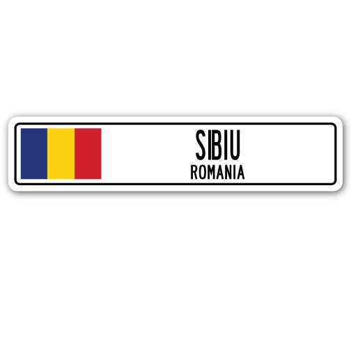 SIBIU ROMANIA Street Sign Romanian flag city country road wall gift