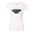 thumbnail image 2 of Colorful Rainbow Patterned Butterfly Animal Lover Womens Slim Fit Junior Tee, White, Large, 2 of 3