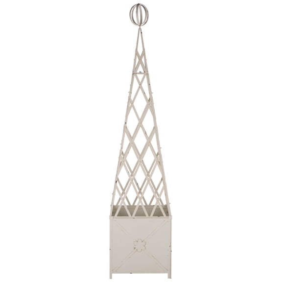 Safavieh 22" x 22" x 98" Square Antique White Iron Planter