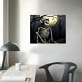 thumbnail image 3 of ONETECH Retro Gothic Skull Bathroom Decor Wall Art Funny Skeleton Black and White Pictures Wall Decor Modern Goth Home Halloween Dark Style Canvas Prints Painting Framed Artwork 20\x16\, 3 of 4