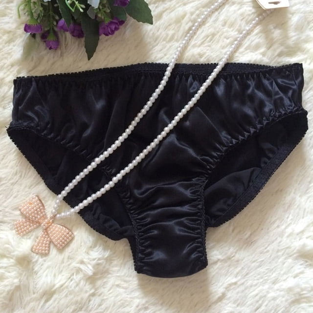 Ropa interior sexy brillante y sólida Fule, tangas suaves, bragas de seda para mujer, transpirables