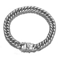 thumbnail image 4 of QQTDFG 9/11/13/16mm New Women Men Curb Cuban Link Chain Bracelet Stainless Steel Bangle-Silver-9mm-8 inches bracelet, 4 of 9