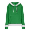 thumbnail image 5 of Visit the JURANMO Store Women Waffle Knit Hoodie Faux Fur Trim Long Sleeve Solid Casual Hooded Sweatshirt Lightweight Loose Fit Fall Pullover Tops with Pocket Christmas Gifts Green S, 5 of 8