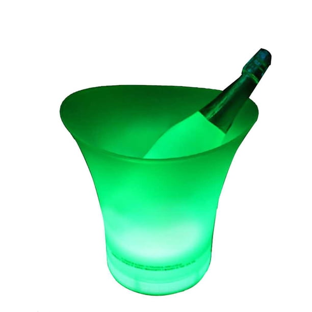 Yuarrent Cubo de hielo LED de plástico resistente al agua de 5L y 6 colores, barra de discoteca iluminada, champán, whisky, cerveza, cubo, bares, fiesta Barra de herramientas verde Yuarrent JJ16802-03