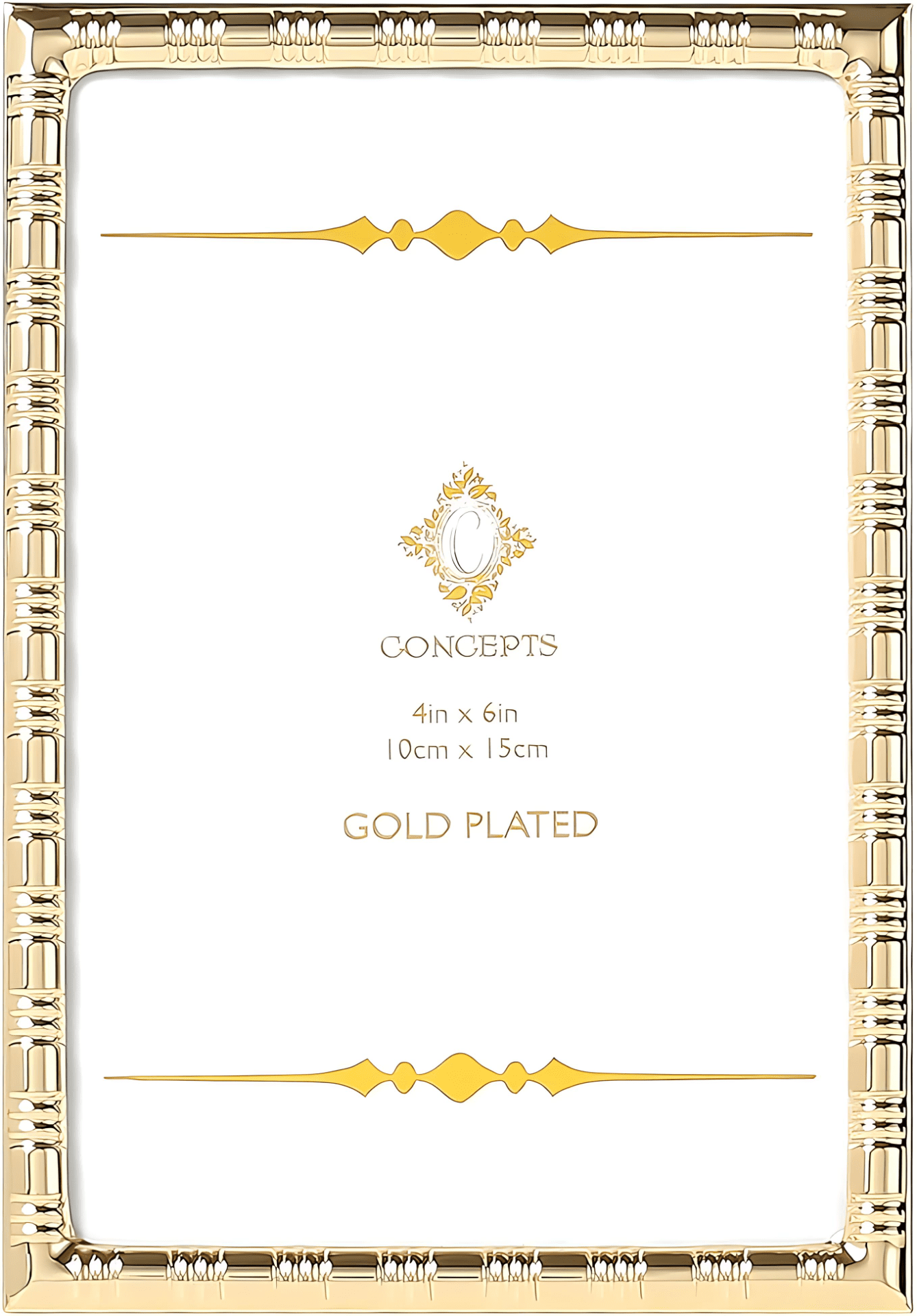 Concepts Set of 4 - 4x6 Gold Bamboo Textured Metal Picture Frames, Family Photo Frames, Elegant Tabletop & Wallhung Decor - bulk pack
