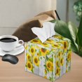 thumbnail image 2 of ZUXONGSY Sunflower Wood Square Tissue Box Cover PU Leather Household Tissue Holder Waterproof Tissue Cover Stylish Tissue Box Cover Bedroom Office Desk Accessories, 2 of 7