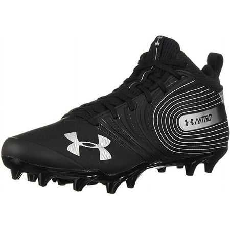 Under Armour Men's Nitro Mid MC Football Cleat, Black/White, 12.5 D(M) US