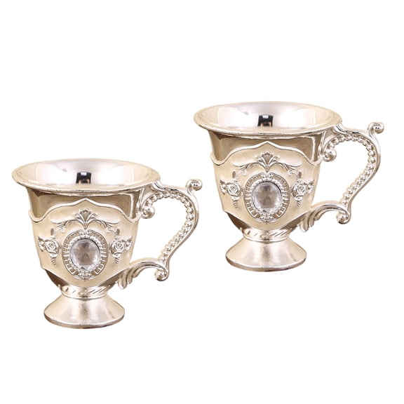 Set Of 2 European Zincs Alloys Wine Goblets For Fine Dining