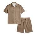 thumbnail image 6 of Mens 2 Piece Matching Set Gym Summer Sets Plus Size Beach Shirt and Shorts Fashion Drawstring Short Sleeve Outfits, 3XL, 6 of 7